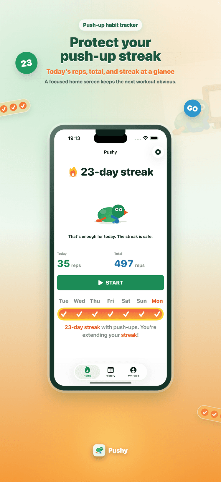 Pushy - Push-Up Habit home screen