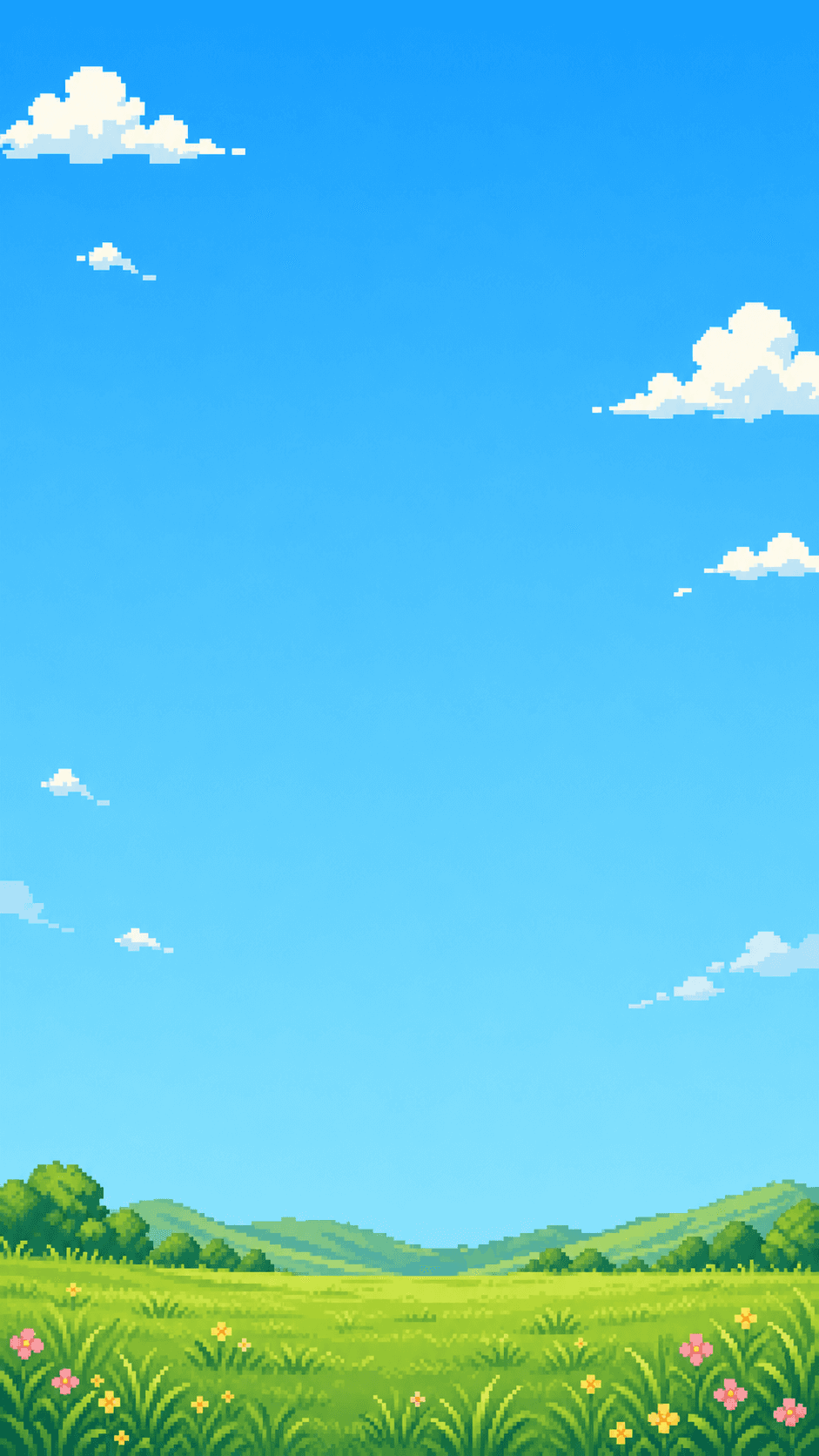 The pixel-art meadow on the VEIN home screen