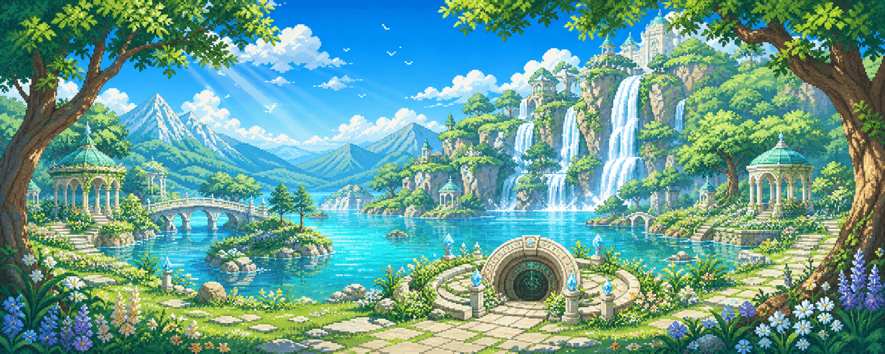 The pixel-art elven forest in VEIN