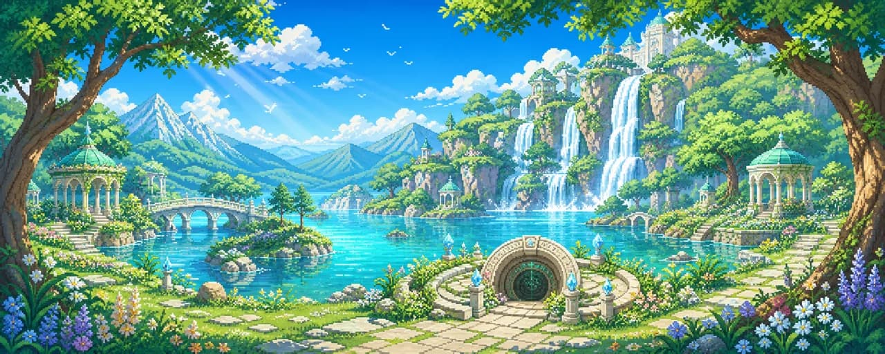 The pixel-art elven forest in VEIN