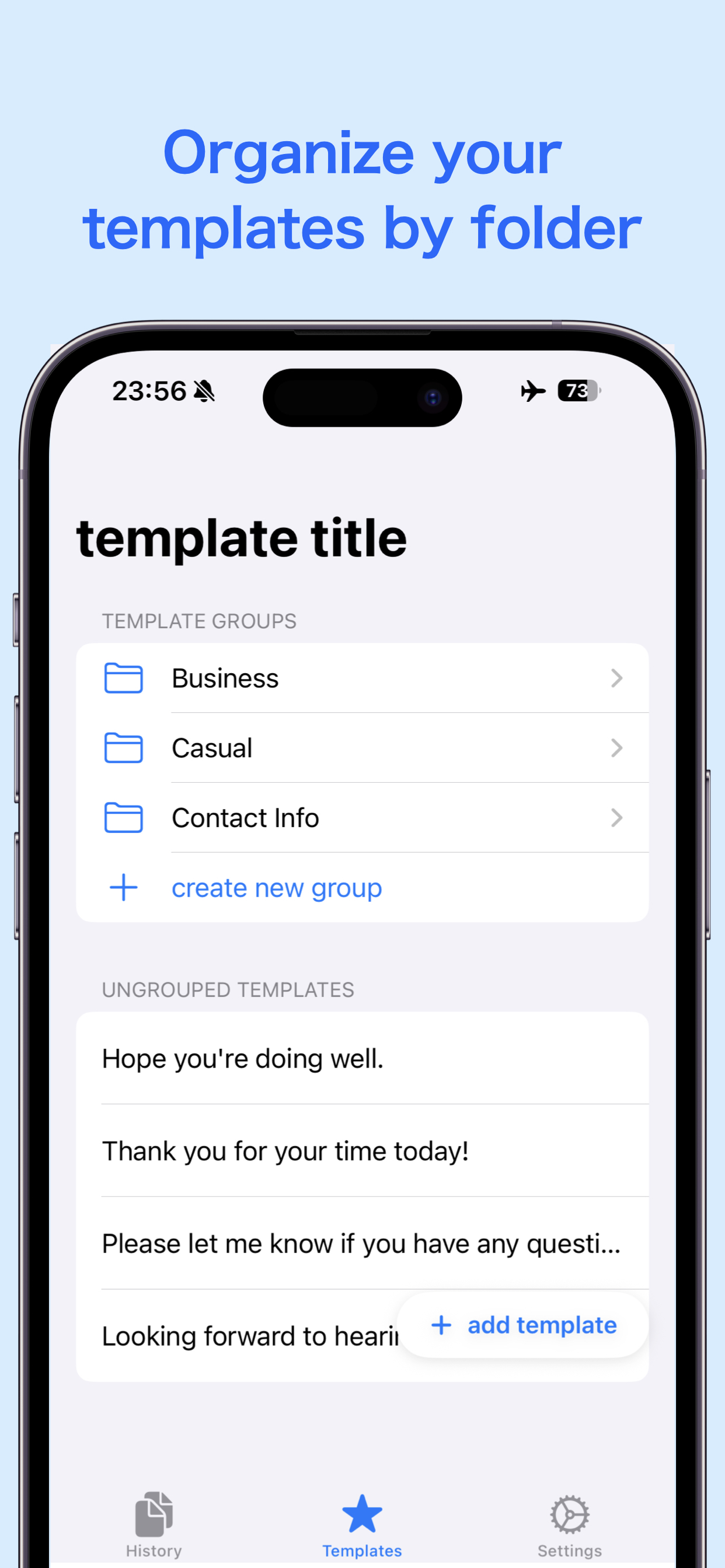 ClipStack template screen