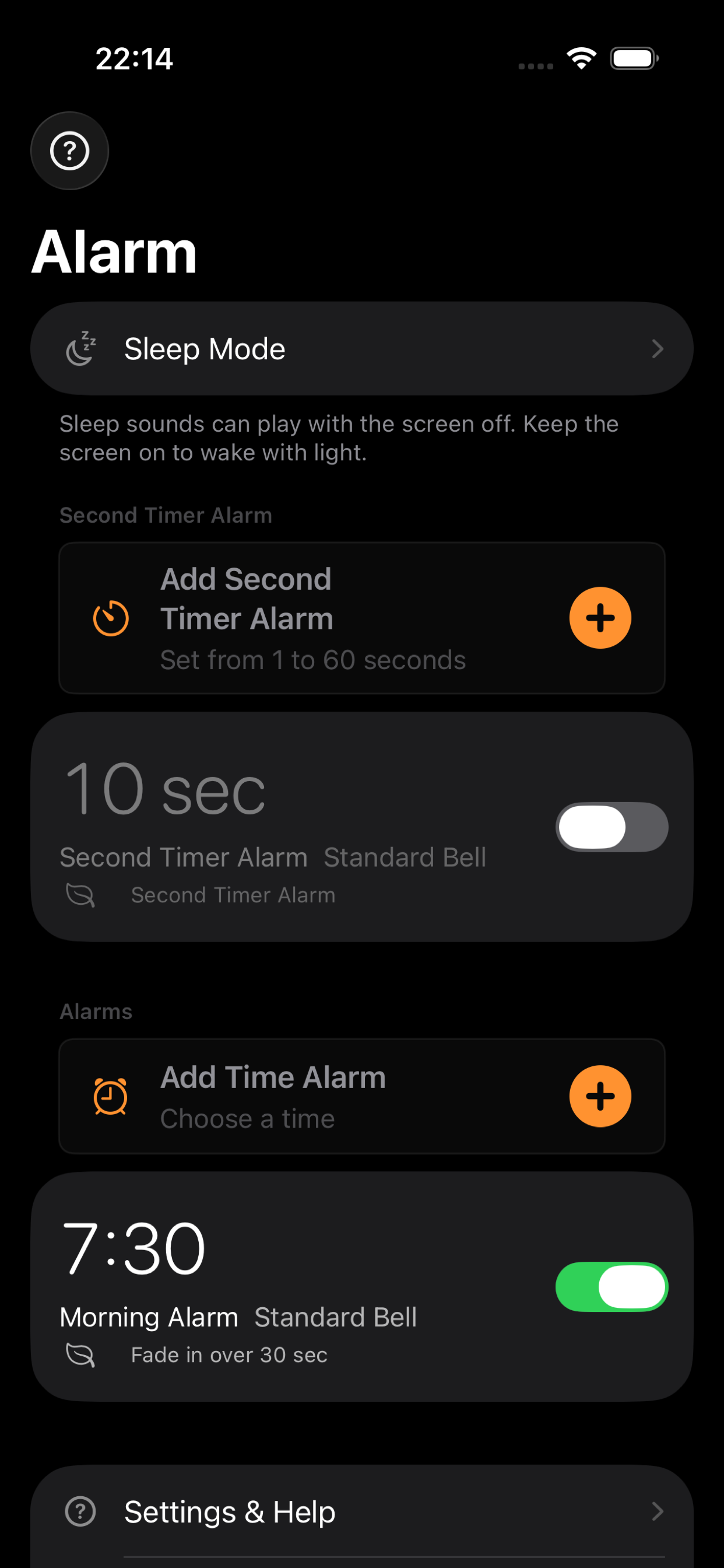 Mezame Alarm edit screen